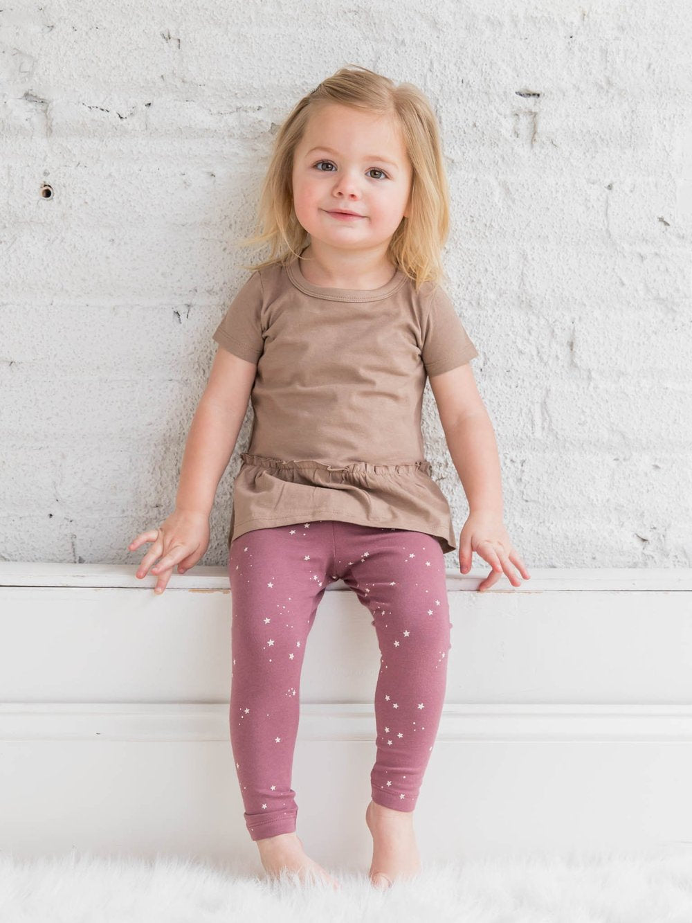 Organic Kids' Truffle Short Sleeve Peplum Top - Happyness