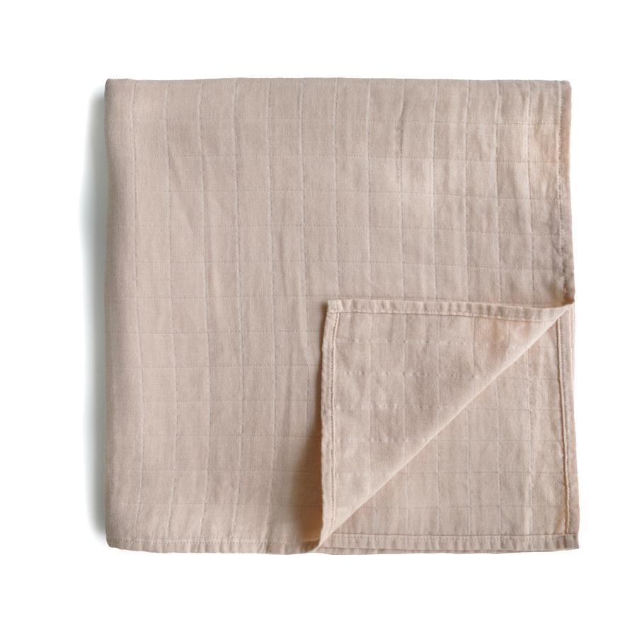 Mushie Organic Muslin Swaddle - Happyness