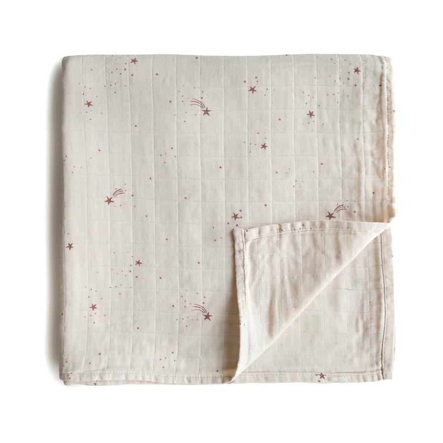 Mushie Organic Muslin Swaddle - Happyness