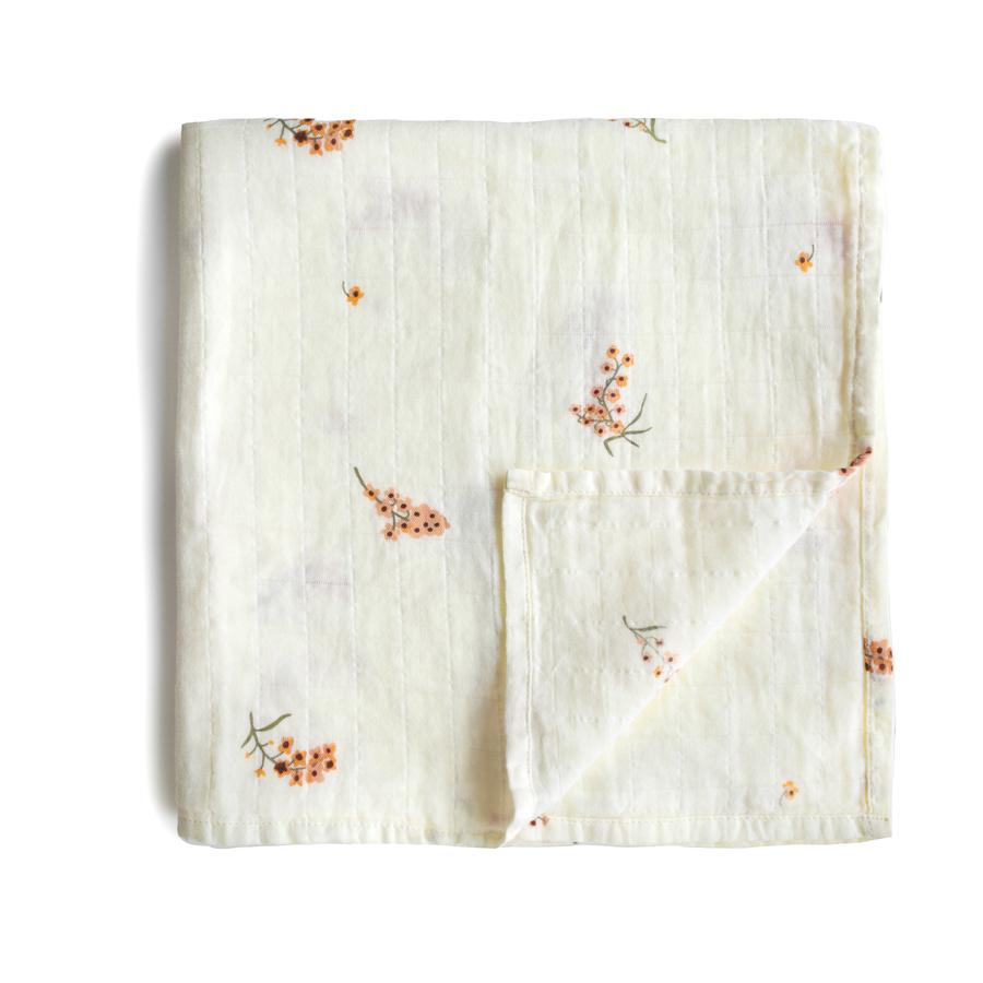 Mushie Organic Muslin Swaddle - Happyness