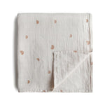 Load image into Gallery viewer, Mushie Organic Muslin Swaddle - Happyness
