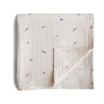 Load image into Gallery viewer, Mushie Organic Muslin Swaddle - Happyness
